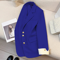 IStapromo Gifts Blazer pour femme, col en V, col à revers, boutons, poches, veste de costume, mode féminine, printemps automne, manteau formel