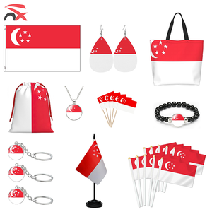 Ensemble de drapeaux de Singapour en gros, drapeau national pour les fans de football, collier, drapeau de table, sac à dessin, bracelet pour la promotion - Product Image 1