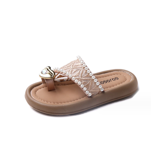 Summer Toe Cooling <b>Slippers</b> With Exposed Heel Anti Breathable Pearl <b>Slippers</b> With Exposed Toe Kids Sandals Size 26-36 - Product Image 1