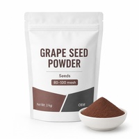 Poudre de pépins de raisin de qualité alimentaire naturelle (Vitis Vinifera) Extrait végétal pur riche en polyphénols