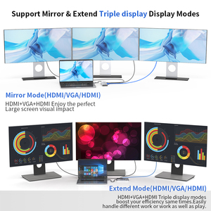 14 Cổng USB-C Đế Cắm Kép HDM-I VGA RJ45 Được Hỗ Trợ USB3.0 Loại C Hub Máy Tính Xách Tay Phổ Thông 14 Trong 1 USB C Trạm Sạc - Product Image 2