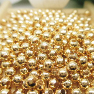 Cuentas Espaciadoras Chapadas en Oro de 2.5, 3, 4, 5, 6, 8mm al por Mayor, Cuentas Redondas Sólidas de Oro de 24k <span class=keywords><strong>para</strong></span> la Fabricación de Joyería, <span class=keywords><strong>Collares</strong></span> y Pulseras - Product Image 1