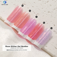 Gel dur rose pailleté sans HEMA ni TPO, gel de construction rose pailleté, gel d'extension d'ongles rose aurore pour salon professionnel