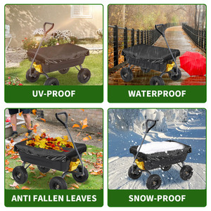 Garden Cart Cover Water Resistant Outdoor Use Black 4 Wheel Trolley Protection - Product Image 2