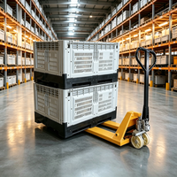 Bacs de rangement en plastique HDPE avec couvercles, robustes, revêtement poudré gris, capacité 1000 kg, assemblés pour le transport logistique