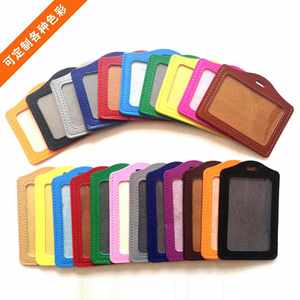 Porte-cartes personnalisé en cuir PU porte-cartes d'identité permis de travail couverture de carte avec bracelet fenêtre transparente - Product Image 3