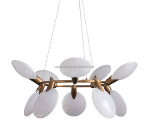 Personalizzato americano semplice luce a sospensione moderna soggiorno sala da pranzo camera da letto ciondolo a forma di petalo in vetro trasparente soffiato a mano - Product Image 2