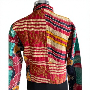 เสื้อแจ็คเก็ตผ้าฝ้ายพิมพ์ลายชนเผ่าแบบดั้งเดิม คันธา หลายสี ลายดอกไม้ บันธกาลา ดีไซน์เนอร์ อินโด-เวสเทิร์น วินเทจ ระบายอากาศได้ดี - Product Image 3