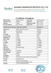 Extracto de Raíz de Cúrcuma Rainwood Curcuma Longa L. 95% Suplemento Alimenticio <span class=keywords><strong>Beneficios</strong></span> <span class=keywords><strong>Polvo</strong></span> de Cúrcuma Pura Orgánica - Product Image 2
