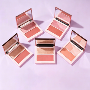 ไฮไลท์เตอร์และบลัชออน 2in1 แบบพาเลท กันน้ำ ผลิตภายใต้แบรนด์ส่วนตัว (OEM) ปรับแต่งสีได้ บลัชออนเนื้อมิเนอรัลสำหรับตาและแก้ม 5 กรัม - Product Image 2