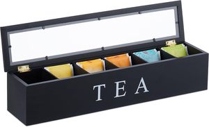 Boîte à thé avec couvercle à rabat, design compartimenté, moderne et simple, capacité de 1 L, organisateur, taille personnalisée - Product Image 2