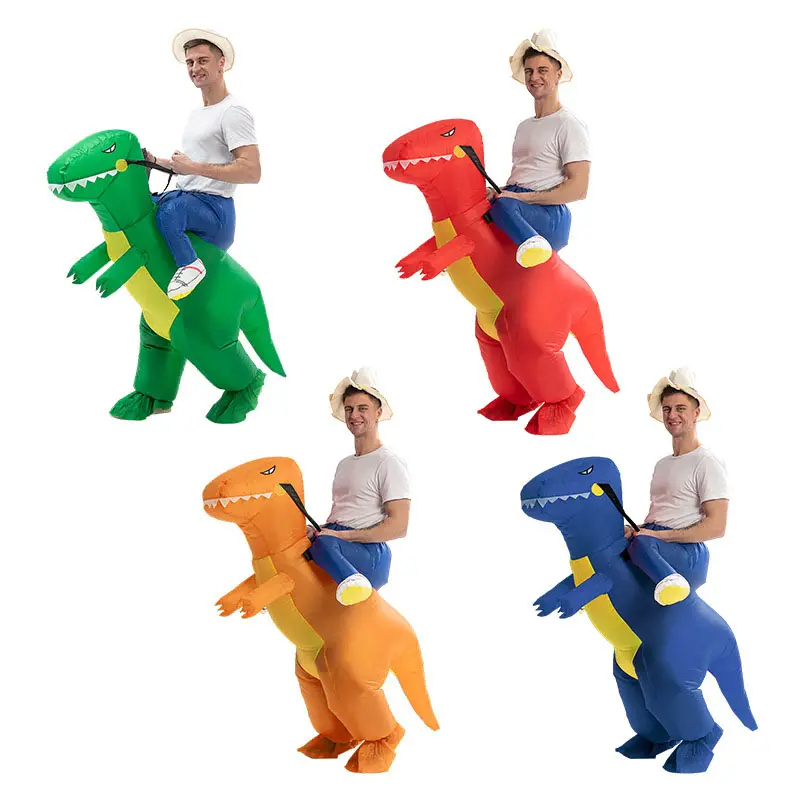 2023 New Halloween Costume Kids Adults Ride On Dinosaur Inflatable Costume Dinosaur Riding Costume
