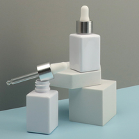 Flacon cosmétique vide en plastique PET transparent carré de 40 ml pour huile essentielle, soin de la peau, emballage cosmétique avec compte-gouttes plaqué argent