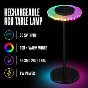 Lampada da Tavolo <span class=keywords><strong>UFO</strong></span> RGB OEM Ricaricabile, Luce Notturna LED Senza Fili in Acrilico, Controllo Touch USB-C, Lampada d'Ambiente per Camera da Letto, Bar, Regalo - Product Image 2