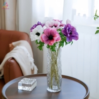 Tiges de fleurs d'anémone artificielles en tissu, fleurs artificielles réalistes avec des centres noirs pour la décoration de mariage, de la maison et des vases