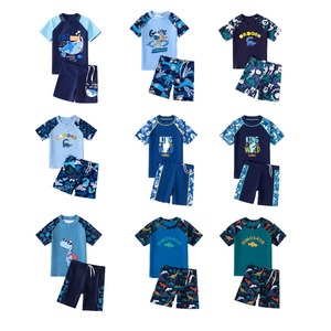 Maillot de bain d'été pour garçons, motif dessin animé, ensemble 2 pièces, séchage rapide, respirant, short de bain à manches courtes pour enfants - Product Image 1
