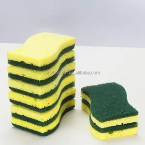 Customized printed natural round bulk compressed kitchen cleaning cellulose sponge scourer pad