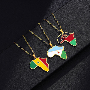 Collar con Colgante de <span class=keywords><strong>Mapa</strong></span> de África y Bandera, Oro 18K, Acero Inoxidable, Ghana, Nigeria, Congo, <span class=keywords><strong>Somalia</strong></span>, Angola, Liberia, Regalos de Joyería, Venta al Por Mayor - Product Image 3