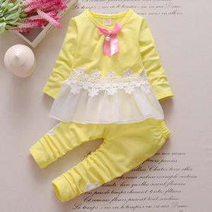 Conjunto de Vestido de Encaje de Algodón de Manga Larga y Leggings para Niñas, Nuevo 2017 - Product Image 4