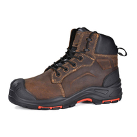 Bottes de sécurité mi-montantes en cuir marron DSF53 pour le travail, la randonnée en extérieur et les activités tactiques sur le terrain