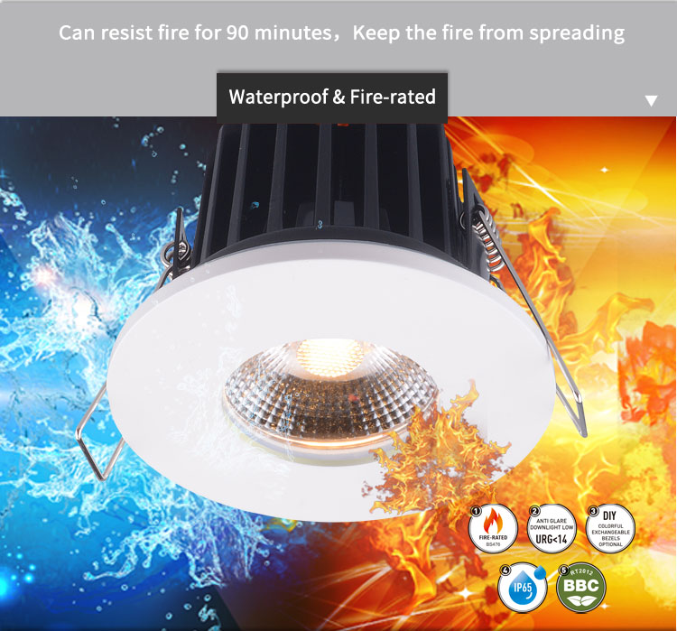 Modern Square Recessed Dimmable Downlights 11W Fire Rated Ip65 6000k