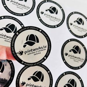 yapış geri şapka Sticker kaliteli yuvarlak özel şapka etiket çıkartmaları gümüş Pet özelleştirilmiş yapıştırıcı Sticker - Product Image 4