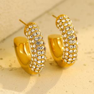 ต่างหูแบบติดหูทรงตัว C สไตล์ยุโรปอเมริกัน ทันสมัย ทำจากสแตนเลส ประดับด้วยเพชรซิรคอนหลากสี ดีไซน์เรขาคณิต คุณภาพสูง สีทอง เหมาะสำหรับผู้หญิงในโอกาสวันครบรอบ - Product Image 4