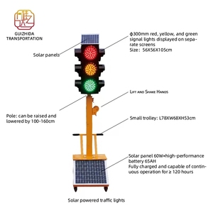 Semáforo LED móvil de 300mm con energía solar Dispositivo de señal de Seguridad de Tráfico de construcción de carreteras móvil <span class=keywords><strong>temporal</strong></span> inalámbrico - Product Image 2