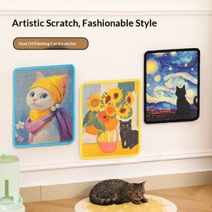 Griffoir mural vertical en sisal pour chat, peinture à l'huile, multi-usages, sans peluches, tapis à gratter pour chat, vente en gros - Product Image 3