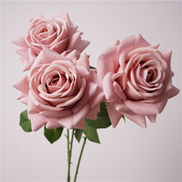 Vente en gros de fleurs artificielles de haute qualité au toucher réel, roses en latex blanc et rose poudré, centres de table pour mariage et décoration de la maison