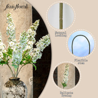 Fleurs artificielles Delphinium à toucher réel faites à la main, 109 cm, longues tiges en soie, pour décoration de maison, mariage, fête, grand vase