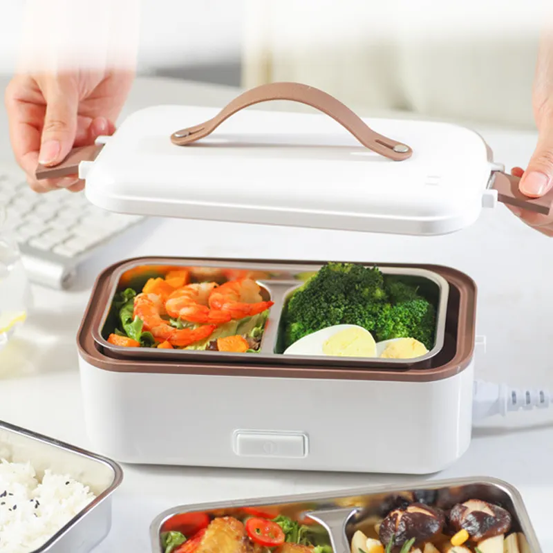 Draagbare 800Ml Auto Naar Huis School Gebruik Hete Thermo Verwarmde Roestvrijstalen Voedselwarmer Container Elektrische Bento Lunchbox