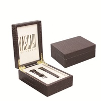 Coffret cadeau en bois de luxe personnalisé en cuir Pu à motif de crocodile brun Boîtes de montre en cuir et bois de luxe pour bracelets
