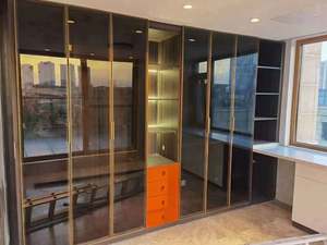 Ensemble de meubles de chambre à coucher avec porte en verre et cadre en aluminium, dressing, armoire, meubles de maison, chambre à coucher - Product Image 6