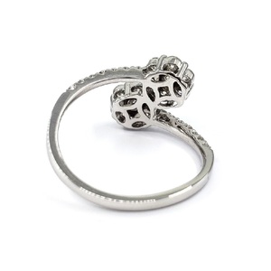 Bagues de mariage classiques en or blanc massif 18 carats avec diamants véritables, sertissage pavé double grappe, design superbe pour femme, idéales pour les fêtes - Vente en gros - Product Image 3