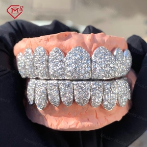 Thạc sĩ đá tùy chỉnh 10k 14k 18K vàng mạ bạc răng grillz Iced out moissanite kim cương grills răng grillz - Product Image 1