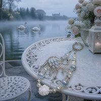 Lujoso Colgante de Cisne Iridiscente con Cuentas, Cadena para Teléfono de Plata con Perlas de Cristal, Llavero, Joyería Hecha a Mano, Regalo al por Mayor