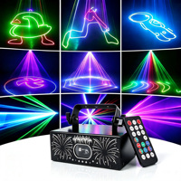 Projecteur laser DJ RGB 2W avec faisceau de balayage DMX LED, éclairage de scène avec télécommande et contrôle sonore pour boîte de nuit, style dessin animé | YSH