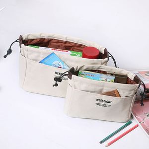 Large Capacity Canvas Storage <b>Bag</b> Portable Cosmetic and Stationery <b>Bag</b> with <b>String</b> Closure - Product Image 3