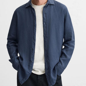 Camicie da <span class=keywords><strong>Uomo</strong></span> in <span class=keywords><strong>Lino</strong></span> a Maniche Lunghe, Camicie Personalizzate per <span class=keywords><strong>Uomo</strong></span>, Blusa Casual <span class=keywords><strong>Oversize</strong></span> in Cotone Biologico con Bottoni - Product Image 3