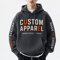 Sweat-shirt à capuche imprimé lettres appliquées, manches longues, avec poche frontale, vente en gros, fabricant de vêtements à marque privée
