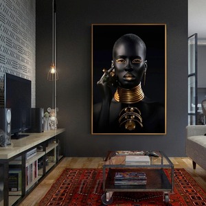Poster Moderno Art Déco Donna Africana Nero e Oro Stampa su Tela Decorazione Murale per Soggiorno - Product Image 3