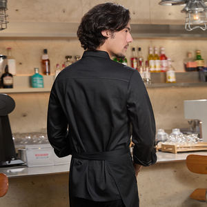 เชฟ Yibang เสื้อผ้าทำงานแขนยาวระดับไฮเอนด์สีดำเสื้อฤดูร้อนสำหรับโรงแรมและร้านอาหารตะวันตกเครื่องแบบอบและทำอาหารบาร์ - Product Image 4