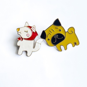 Broche de fabricante de esmalte suave de animales de Anime, broche de diseño de perro, Pin Kpop - Product Image 5