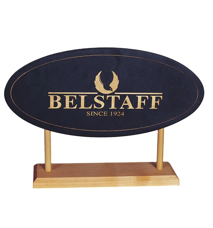Clothing Retail Shop Advertising Custom Brand Name Coat Signage Tabletop Display Wooden Sign Holder
