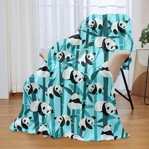 カスタムソフトフランネルブランケットプリントパンダデザイン軽量ウォーミングソファベッド子供用10代大人用トラベルカバーパンダラバー - Product Image 3