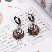 Pendentifs, bagues, émail cloisonné, argent 925, CZ, bague en améthyste, boucles d'oreilles, collier, ensemble de bijoux