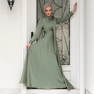 Verano musulmán moda satén transpirable túnica adulto islámico conservador vestido de noche - Product Image 4