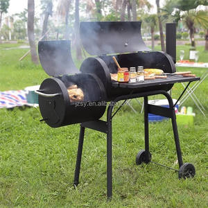ベストセラー 家庭用 屋外用 トロリー ブラック DIY オイルドラム バーベキューオーブン パウダーコーティング バーベキュー オフセットスモーカー チャコールグリルマシン - Product Image 3
