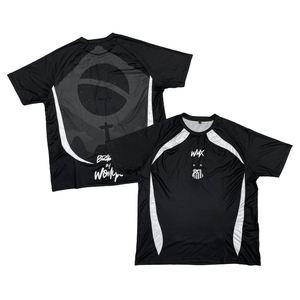 Maillot de football personnalisé noir, coupe et <span class=keywords><strong>couture</strong></span>, séchage rapide, empiècements en mesh, logo brodé, col rond, chemises de football - Product Image 1